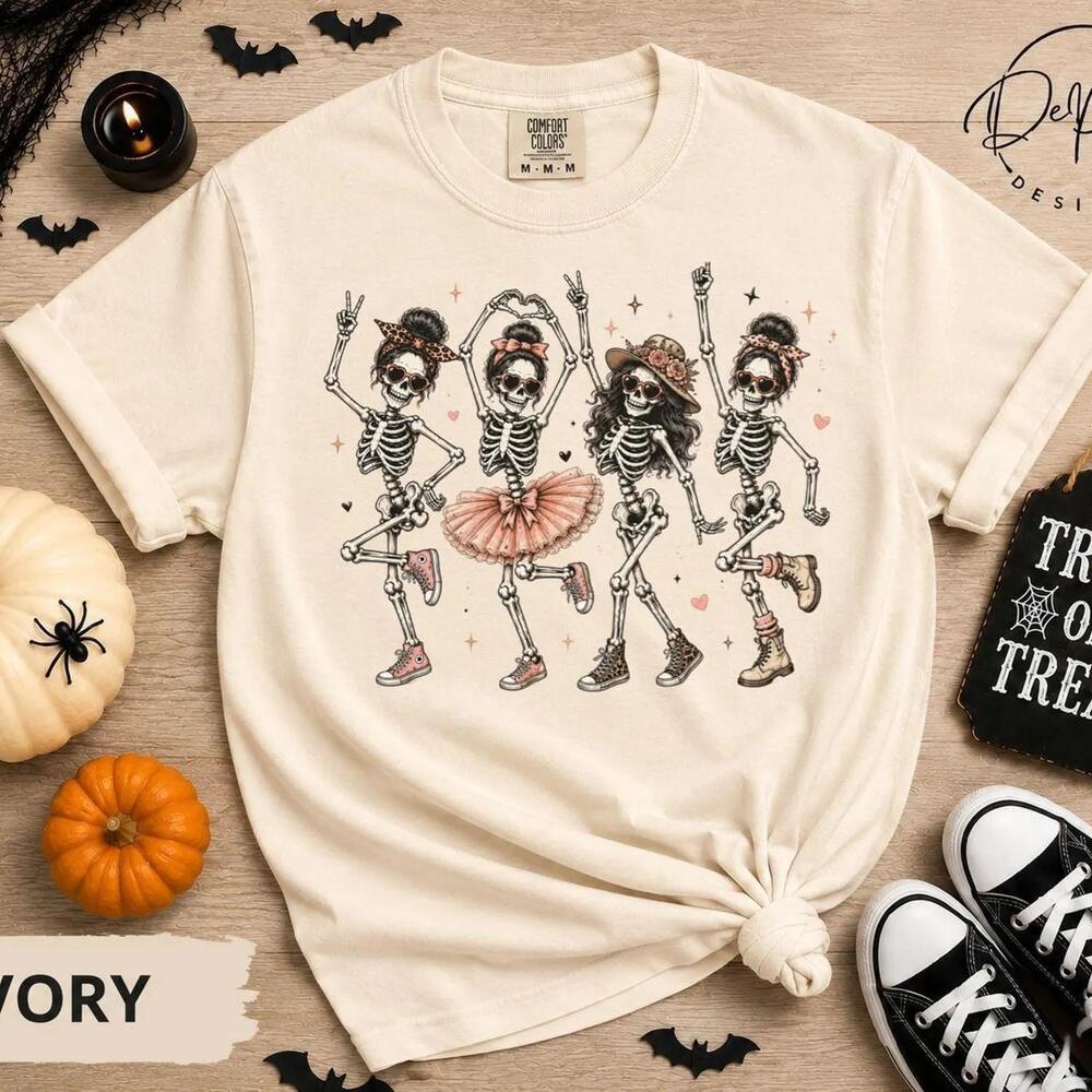 Coquette Dancing Skeleton Shirt, Halloween Tee, Cute